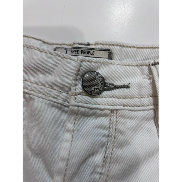 Free People Cut Off Shorty Shorts 25 Button Fly White Feminine Boho Festival - Picture 4 of 10